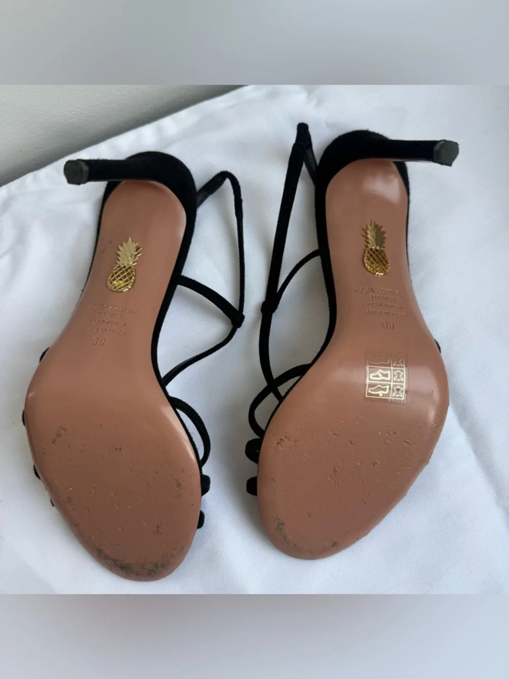 Aquazzura Talk To Me 105 Black Suede Stiletto Sandal - great condition, size 39 - Picture 6 of 13